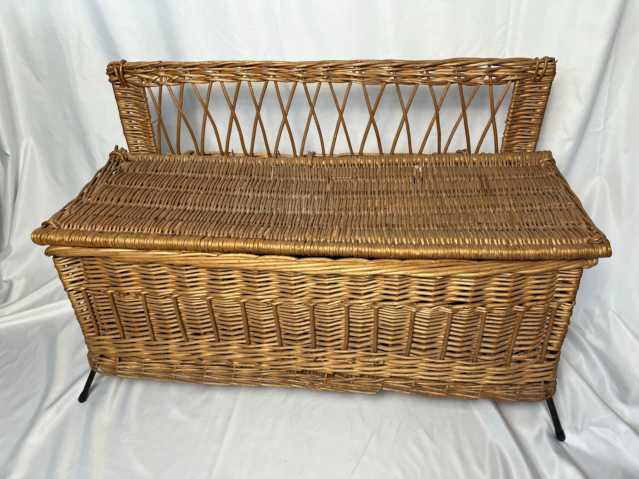 Vintage rattan chest bench child circa 1960