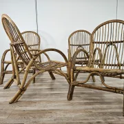 Quatre fauteuils en osier vintage, années 1970