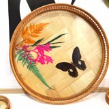 Wicker tray and butterflies