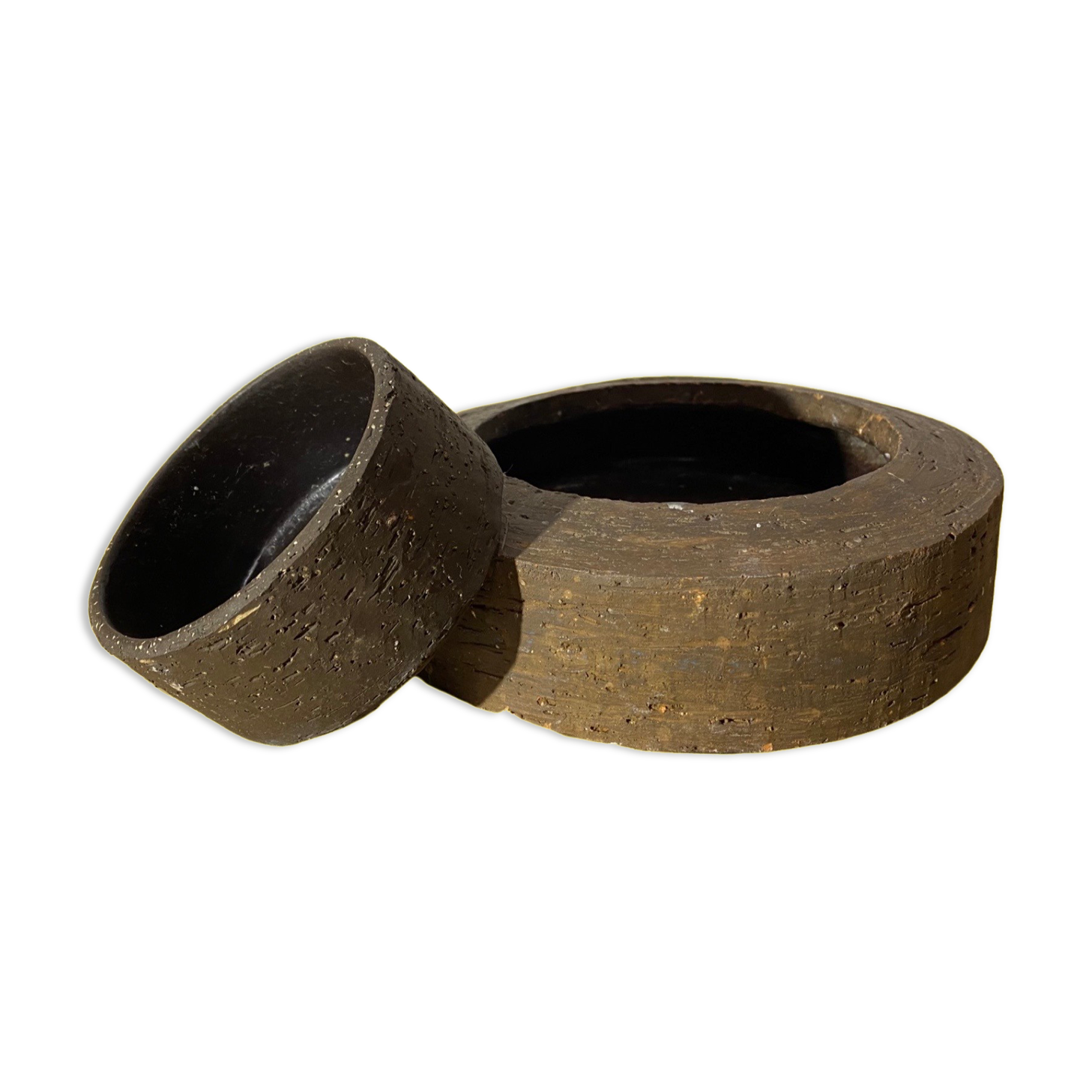 Set of 2 handmade ceramic vintage bowls | made by 'freddy kunsthøjskolen holbæk in 1966