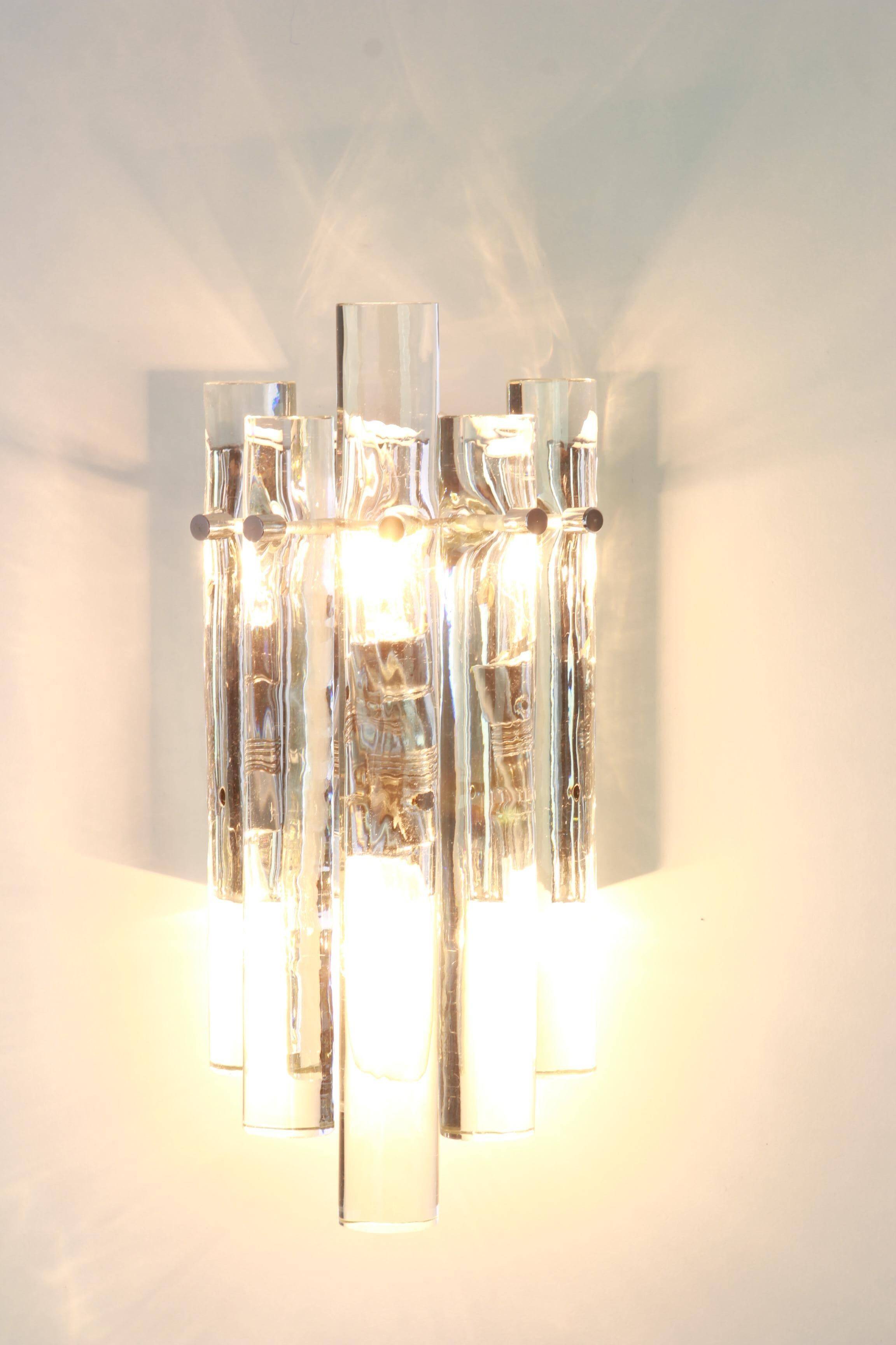 Superb wall sconces in crystal rod by Kinkeldey, Germany, 1970s.