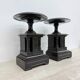 Antique French black marble cassoulets gilt decor pedestals neoclassical pair, 1900s