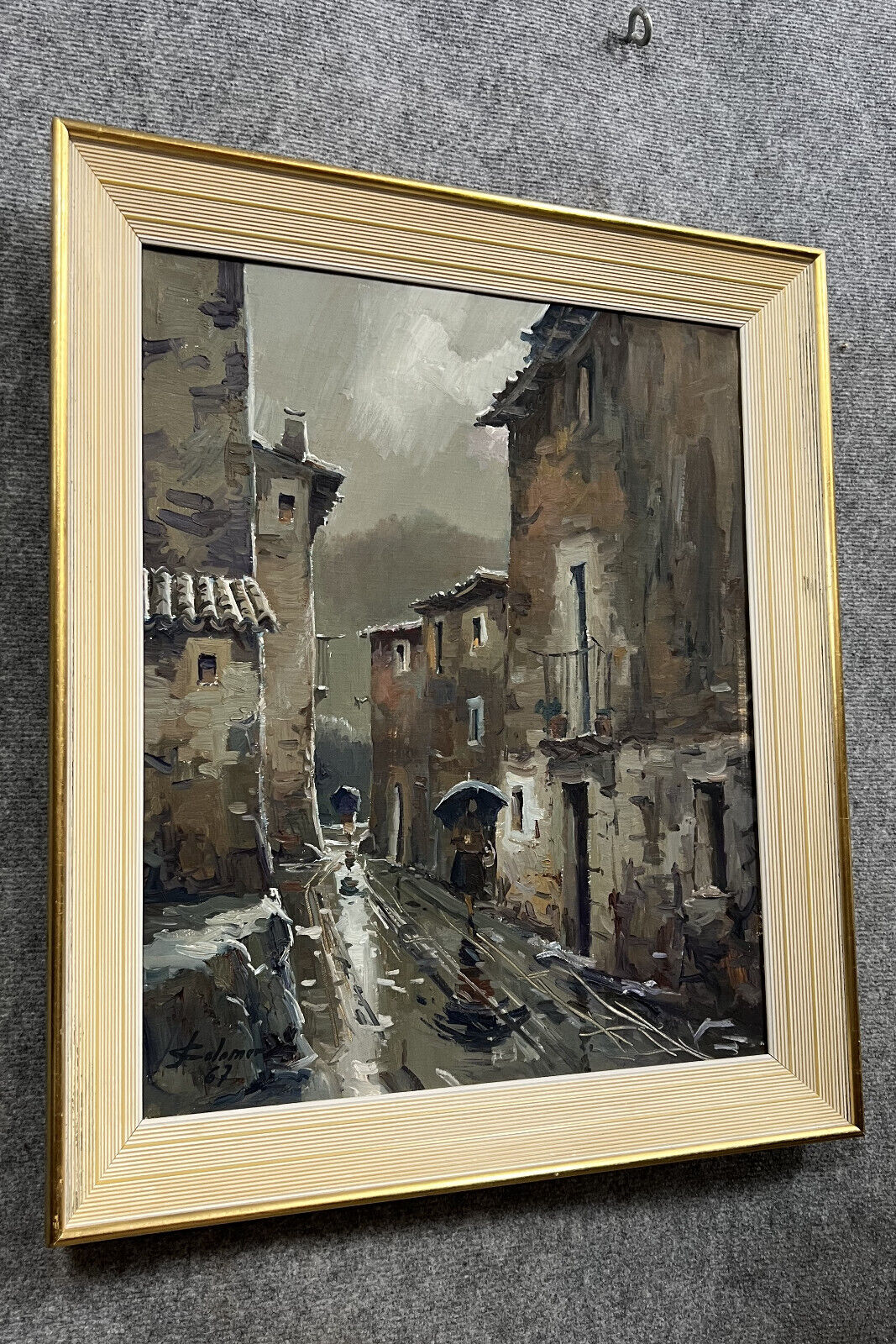 José Colomer: oil on canvas seen from a street in Gerona, Spain circa 1960
