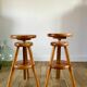 pair of adjustable architect stools pine style 60s