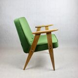 Light green velvet 366 lounge chair by Józef Chierowski, 1970s