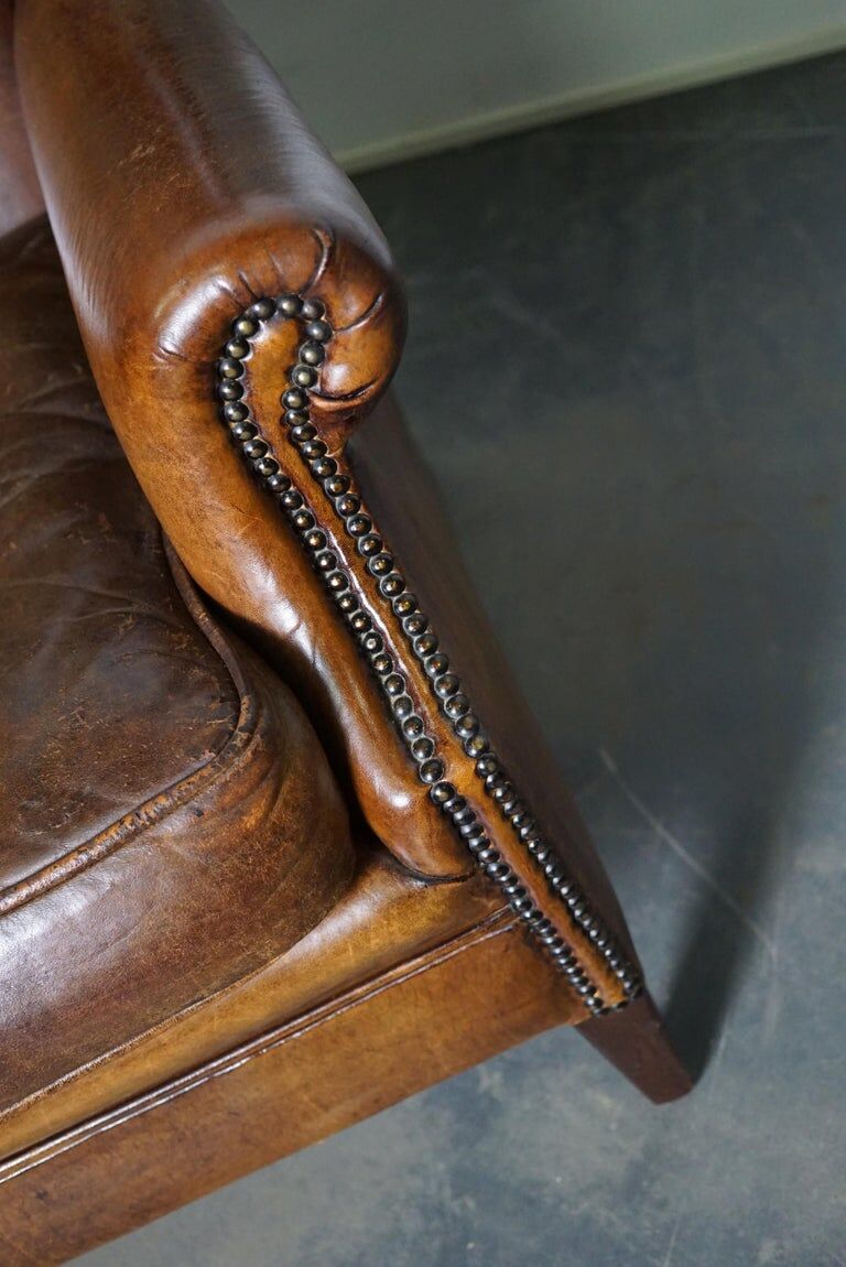 Fauteuil club vintage en cuir de couleur cognac Pays-Bas