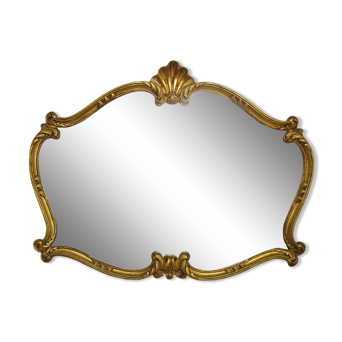 Miroir rocaille style Louis XV artisanal en bois doré XXème 80X65