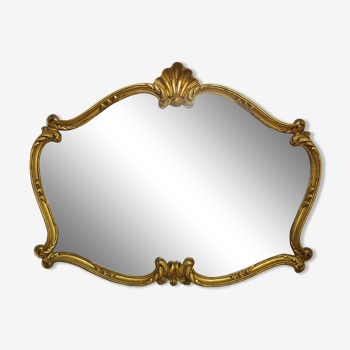 Miroir rocaille style Louis XV artisanal en bois doré XXème 80X65