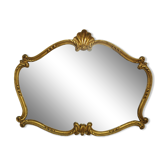 Louis XV rococo style artisanal mirror in gilded wood, 20th century, 80x65 cm.