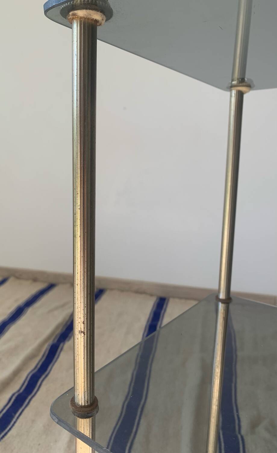 Old glass and brass stool