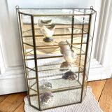 Wall showcase XXL brass glass and mirror 1960