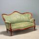 Antique Louis-Philippe canapé in mahogany and velvet, Italy, 19th century