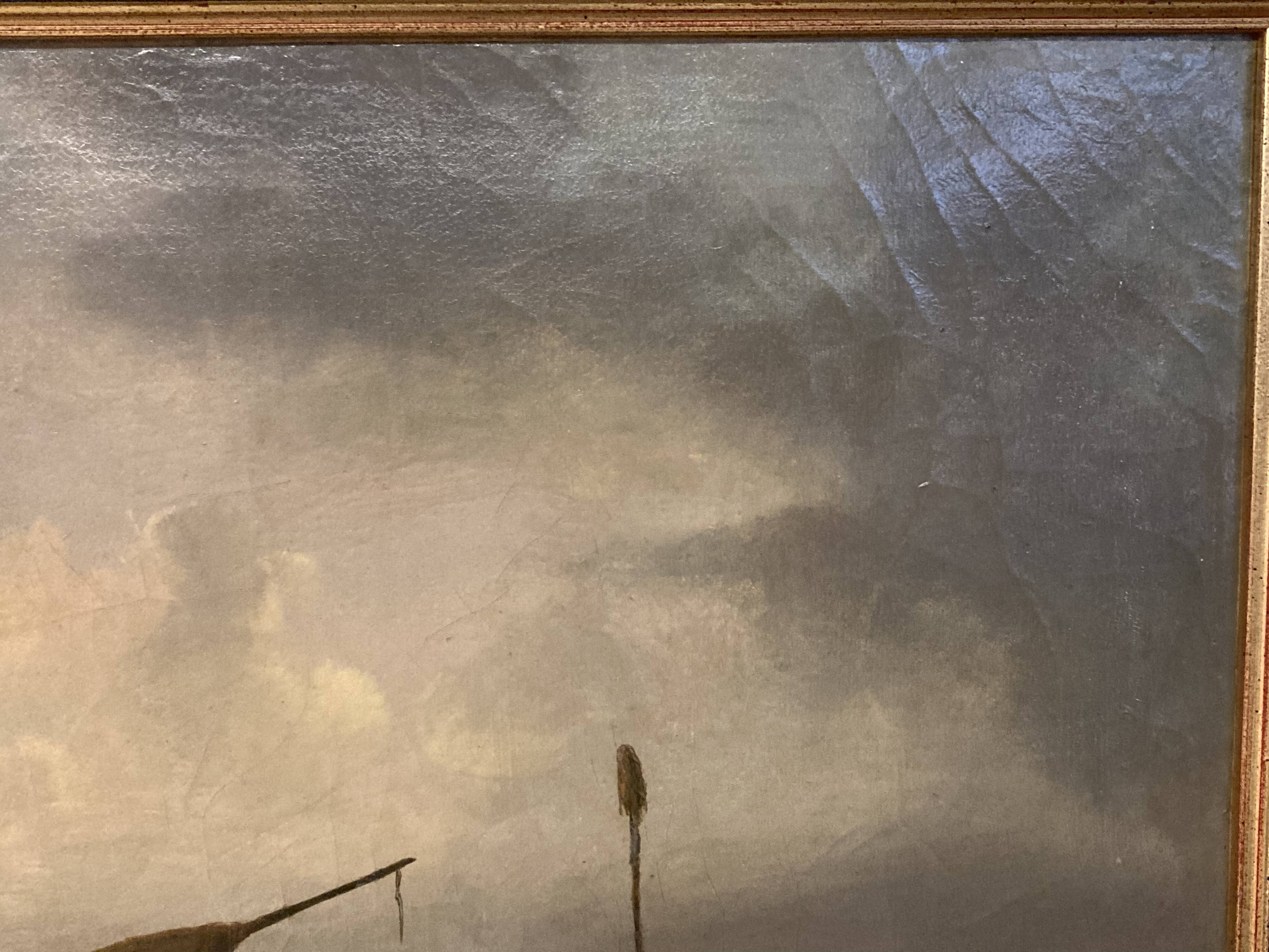 19th century oil on canvas, Low Tide, Framed Seascape