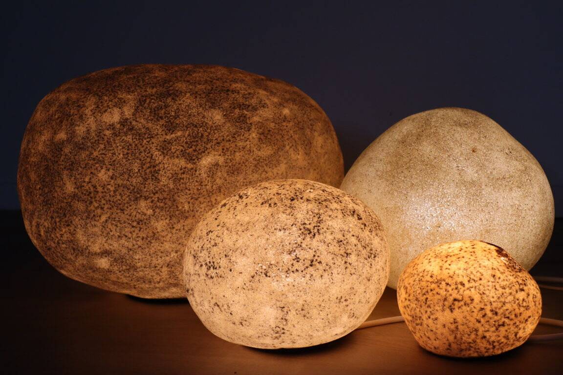 Set of 4 “Dora” model rock lamps by André Cazenave for Atelier A, 1960
