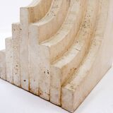 Sculptural Glass and Travertine coffee table