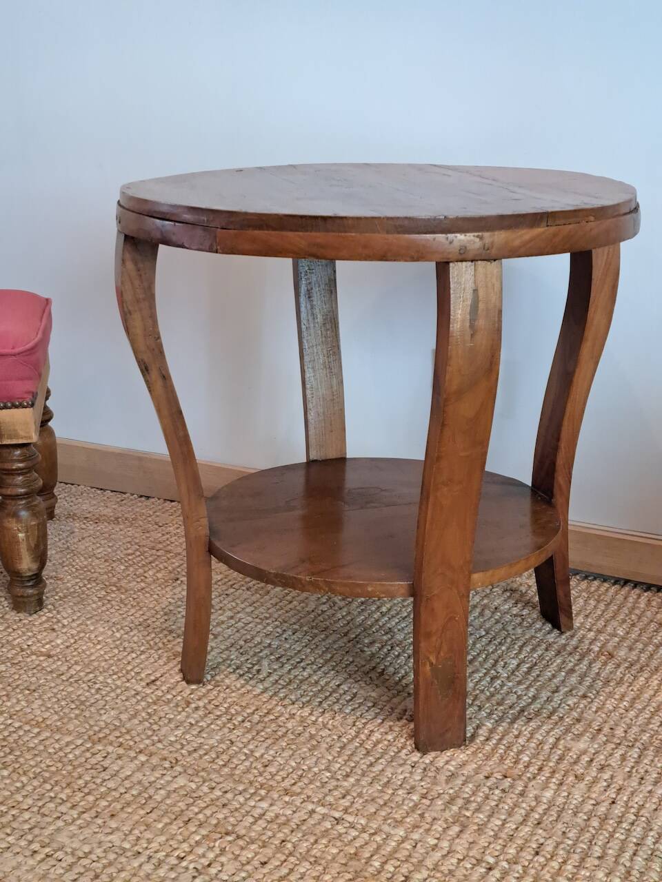 Art deco style solid wood double top side table