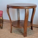 Table d'appoint double plateau en bois massif style art déco