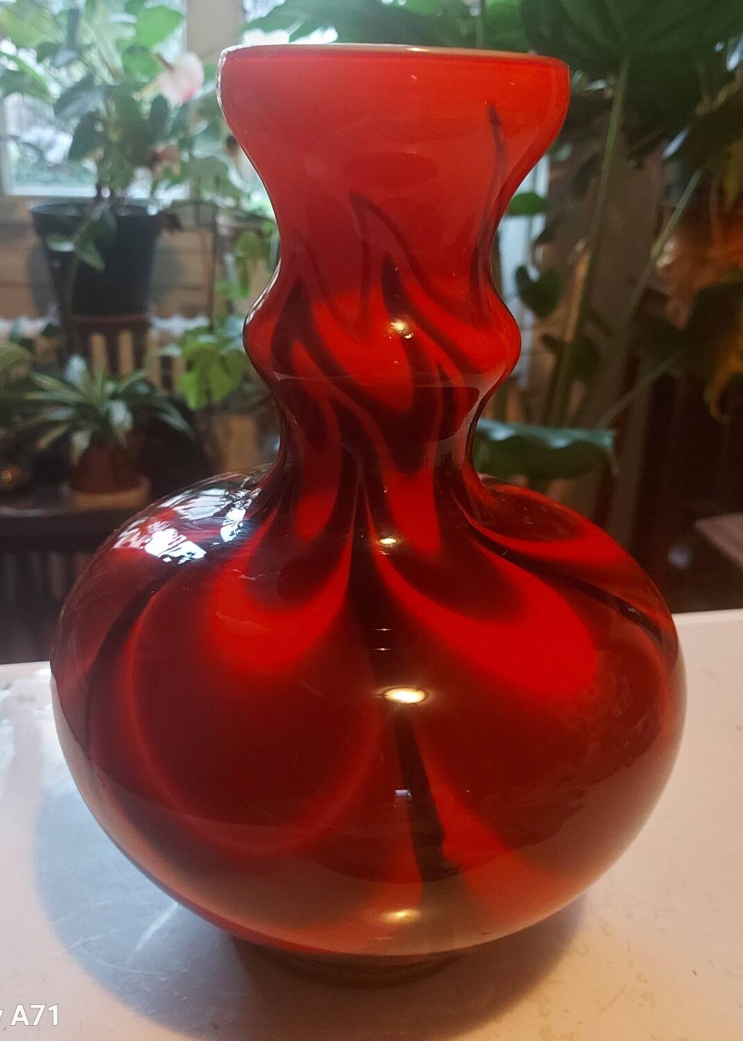 Vintage red opaline vase