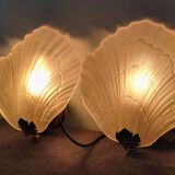 Pair of vintage shell wall lamp