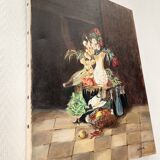 Oil painting on canvas still life signed