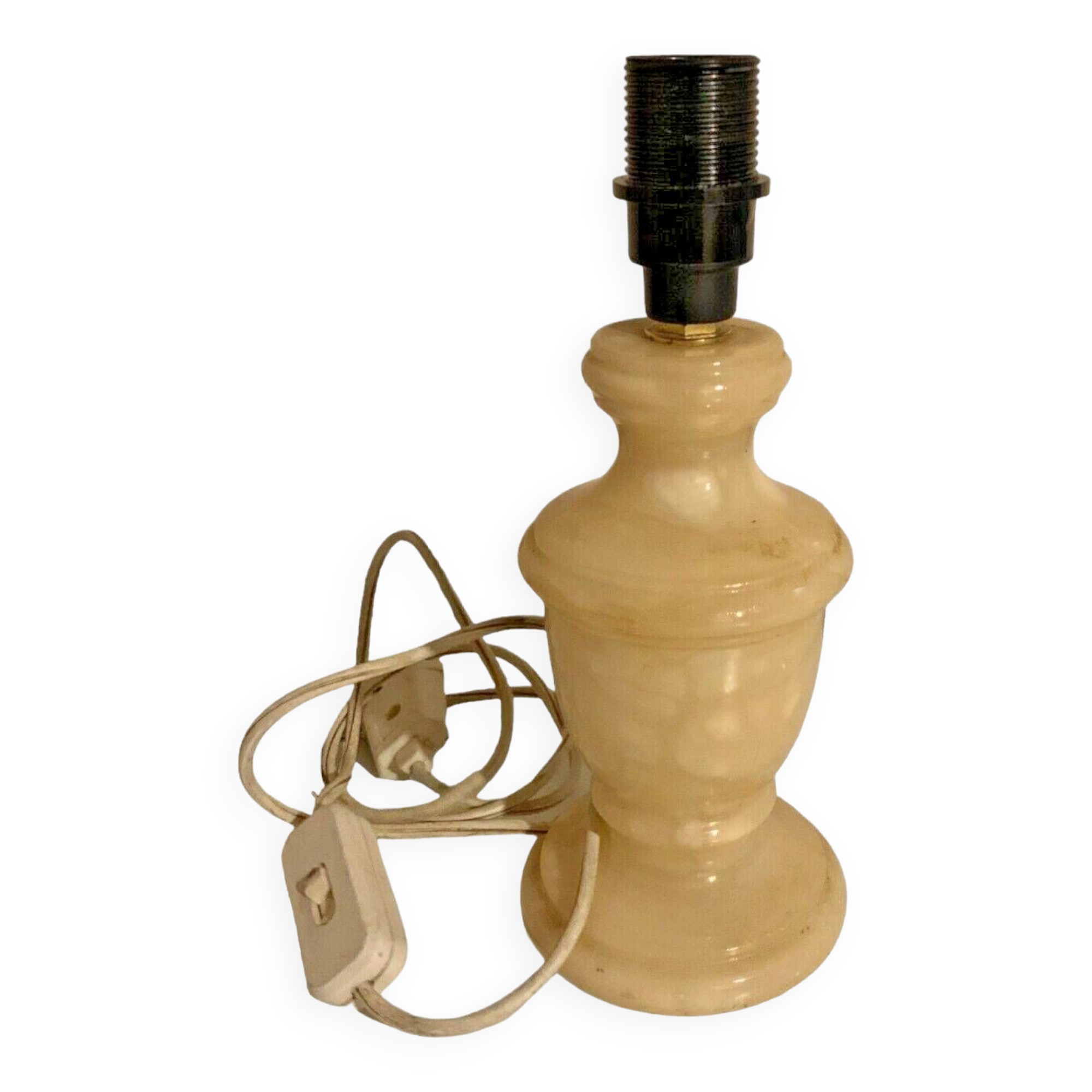 Cut stone lamp base 1960 alabaster 22cm bedside vintage old old vase shape