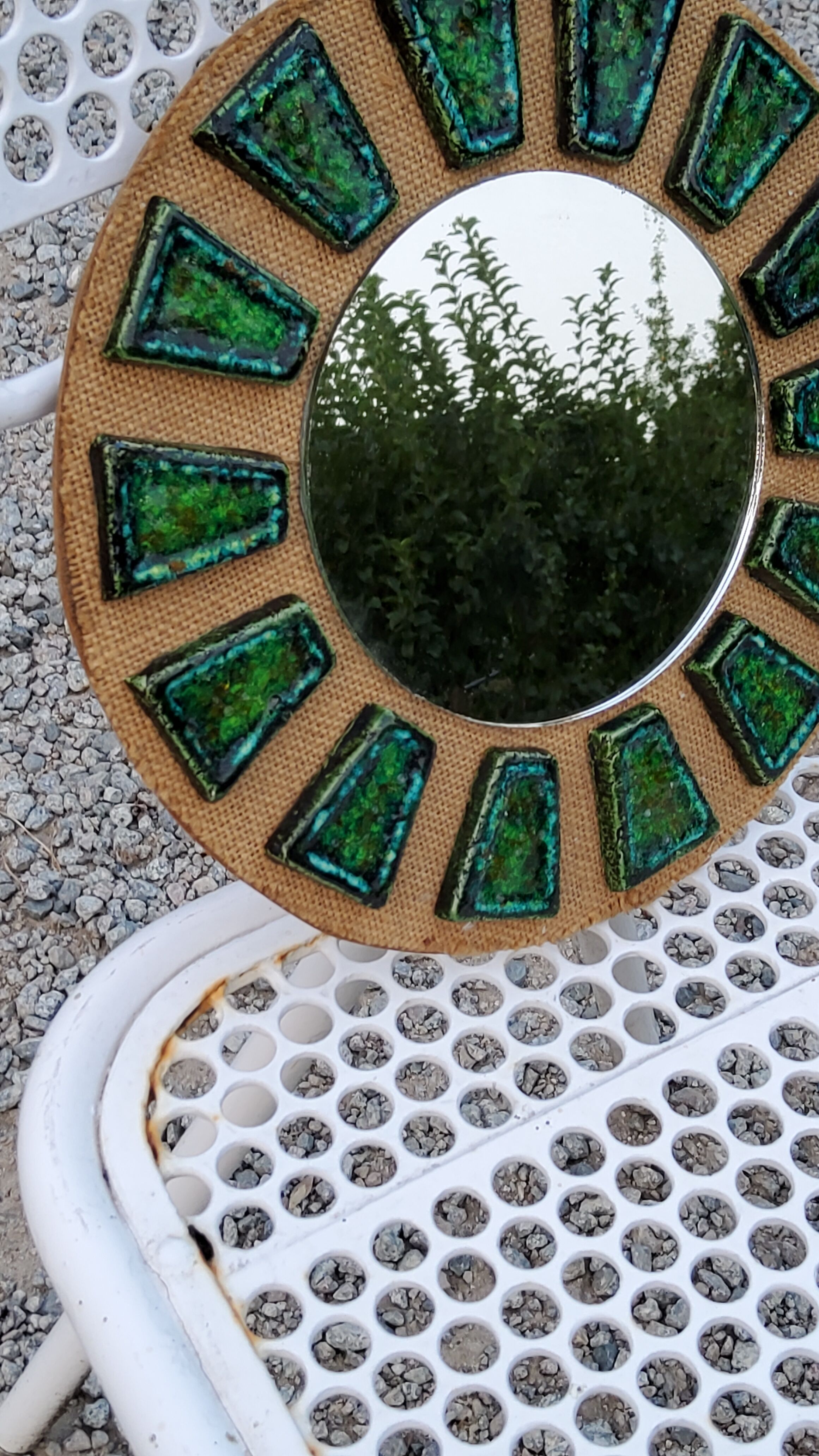 Miroir soleil en céramique des années 70