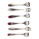 6 fourchettes à Huîtres période Art-Deco 1930 - argent massif initiales YD