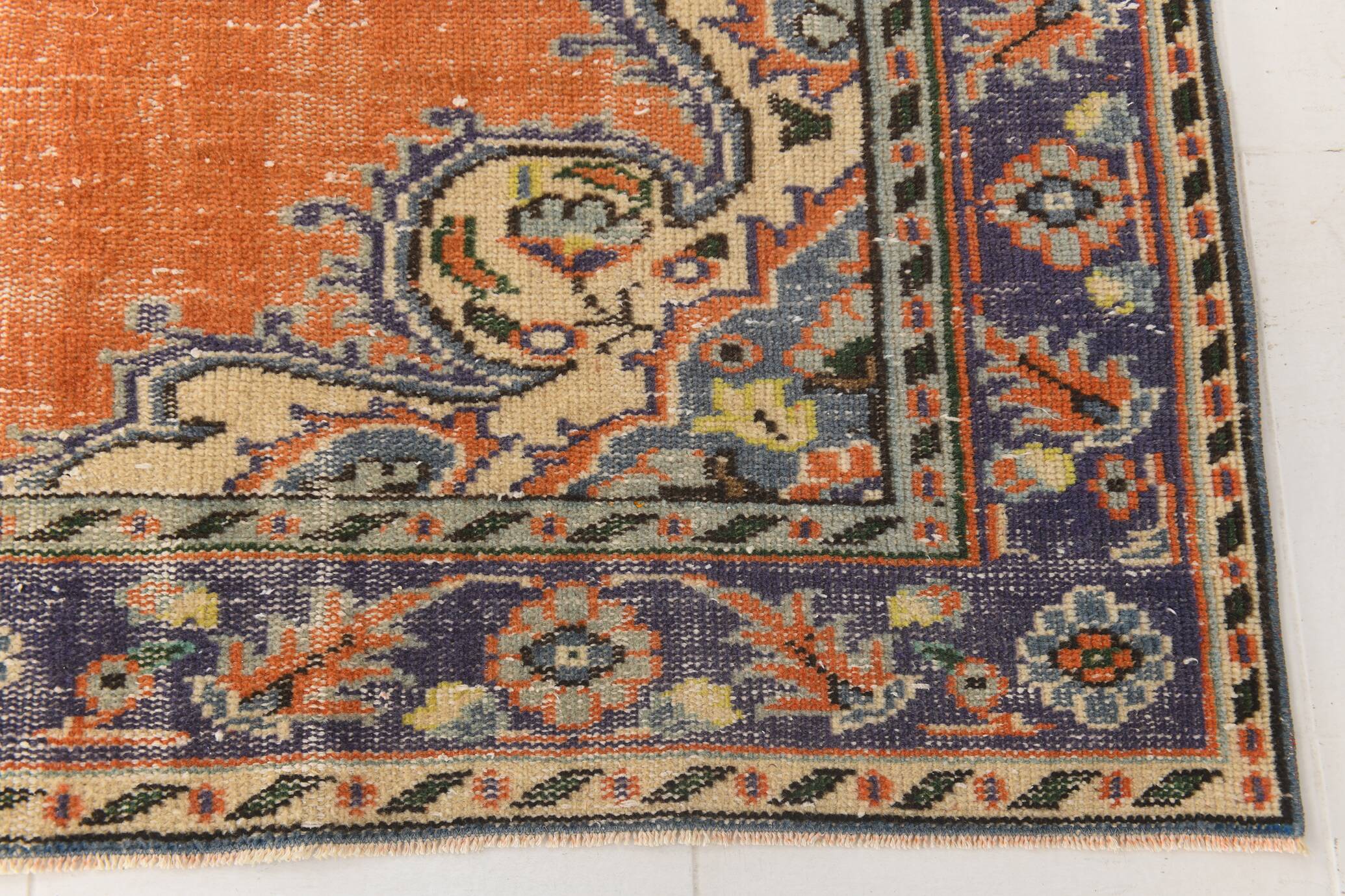 6x9 Turkish Classic Pattern Orange Green Vintage Rug, 174x279Cm