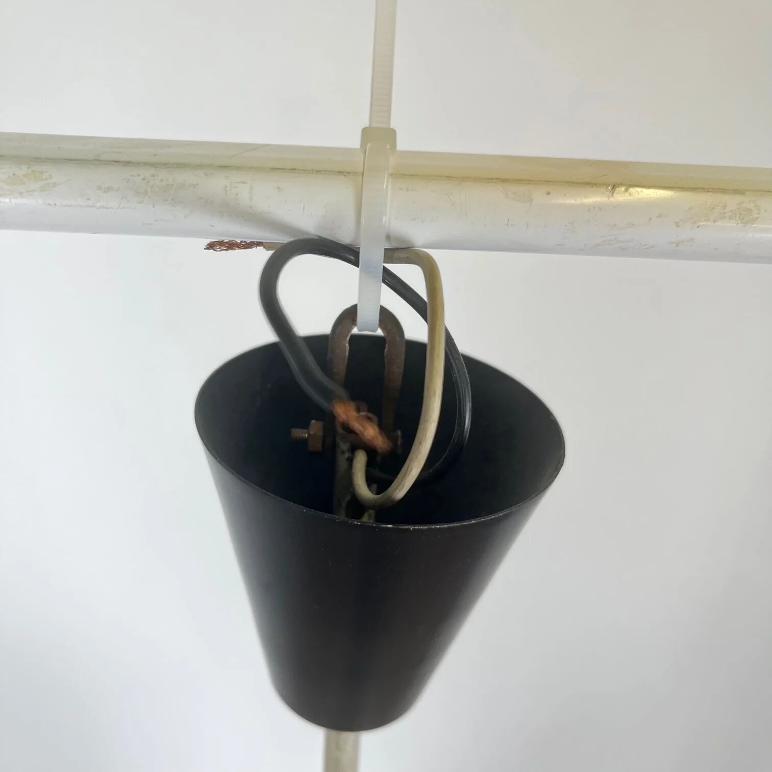 Vintage MCM glass pendant with metal rod