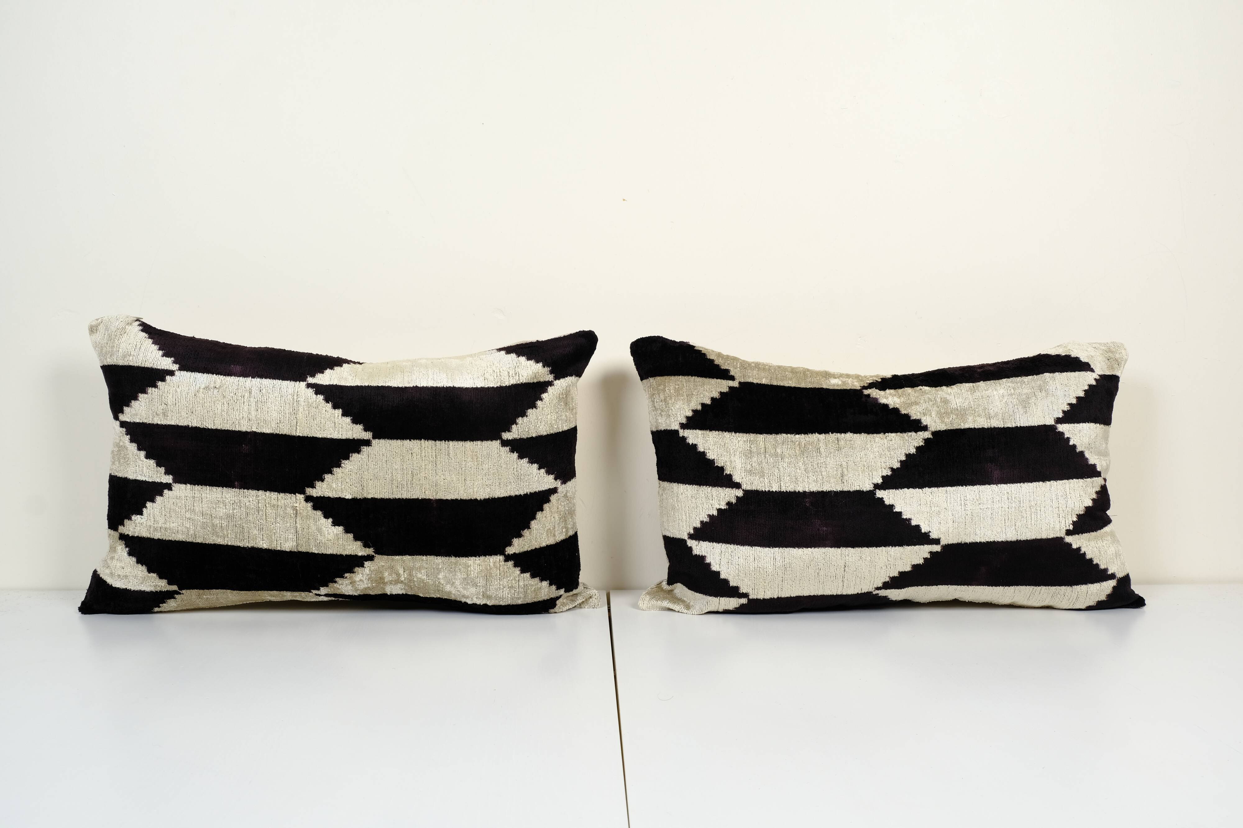 Set of two ikat velvet pillows