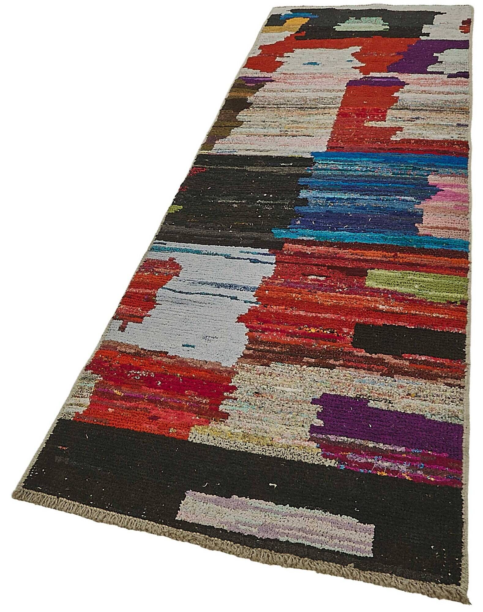 Handwoven Turkish Recycled Boho Rug 89 cm x 318 cm