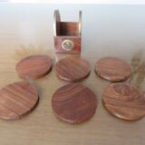 6 coasters in rosewood and brass 1970