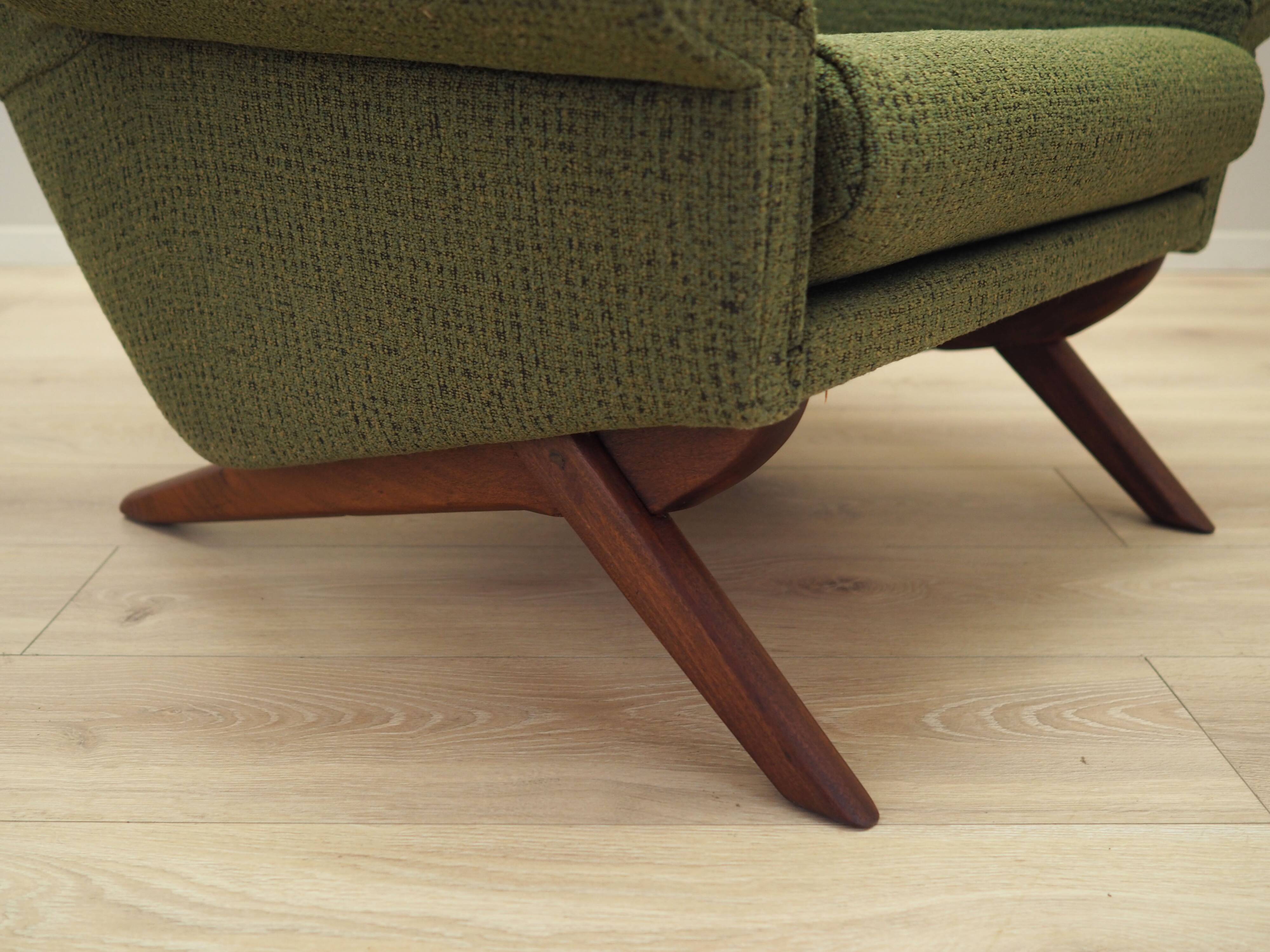 Green armchair, Danish design, 1970s, manufactured by Horsens Møbelfabrik