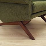 Fauteuil vert, design danois, années 1970, fabrication : Horsens Møbelfabrik