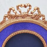 Miniature gilt metal and enamel photo frame