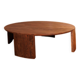 Table ronde en teck patine