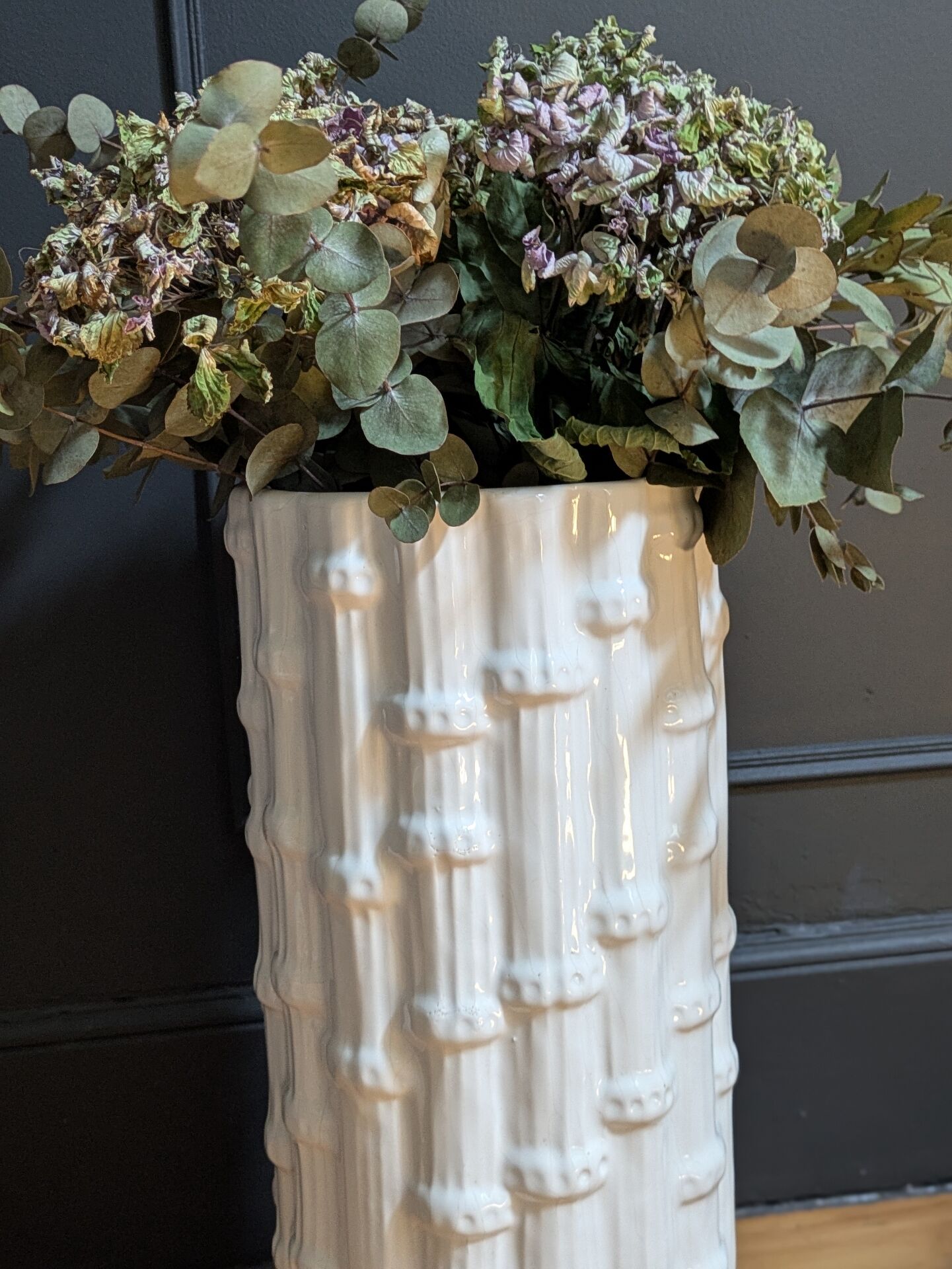 Vintage Italian ceramic cache pot "bamboo"
