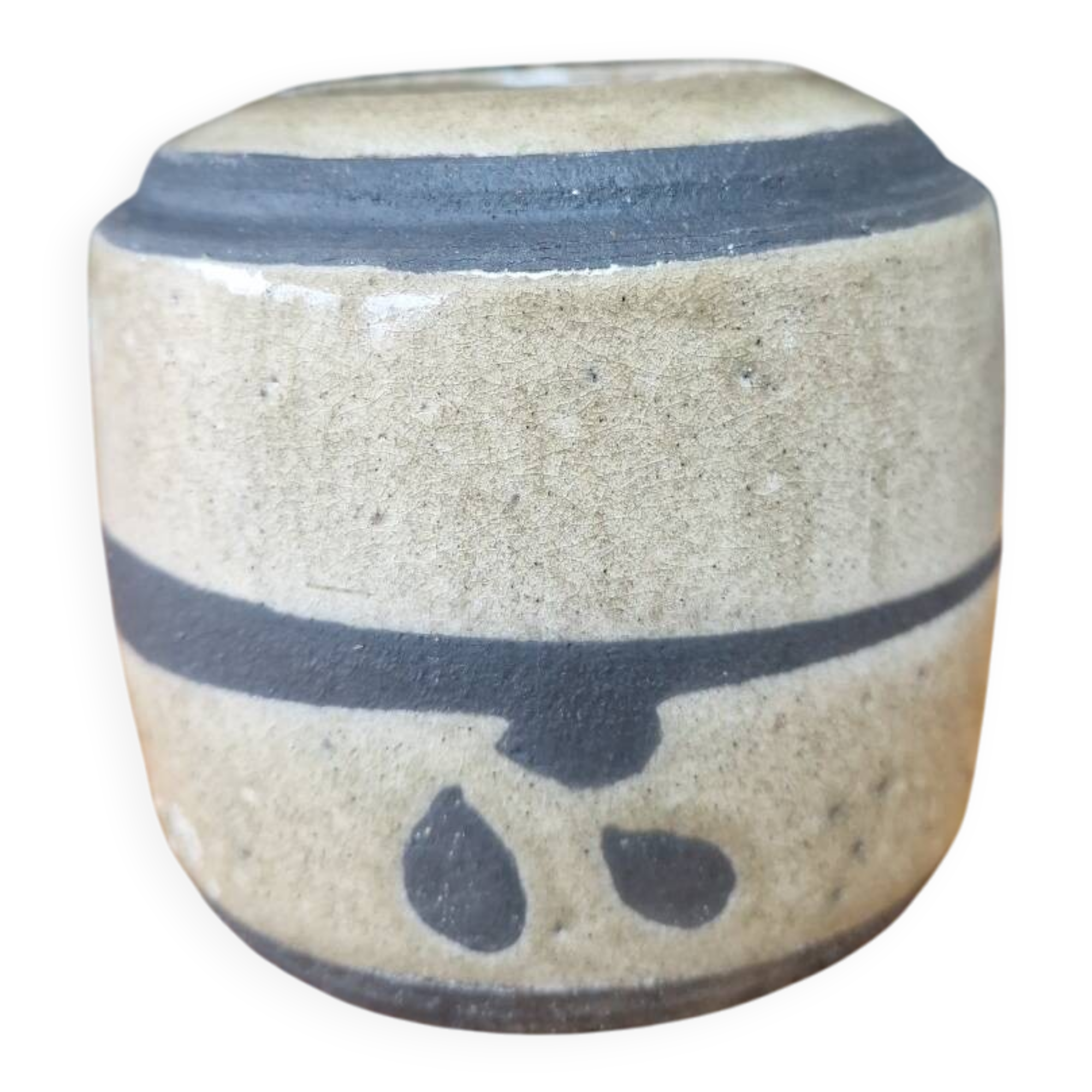Vintage ceramic rakku pot vase signed