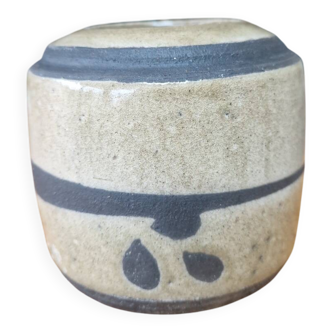 Vase, pot vintage en céramique rakku signé