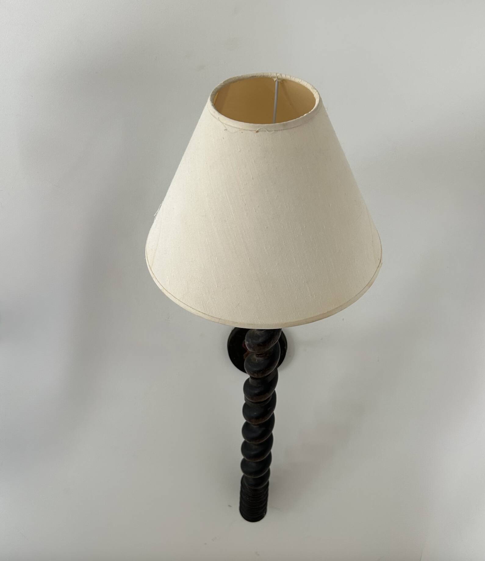 Pair of XL wall sconces in turned wood, France 1950