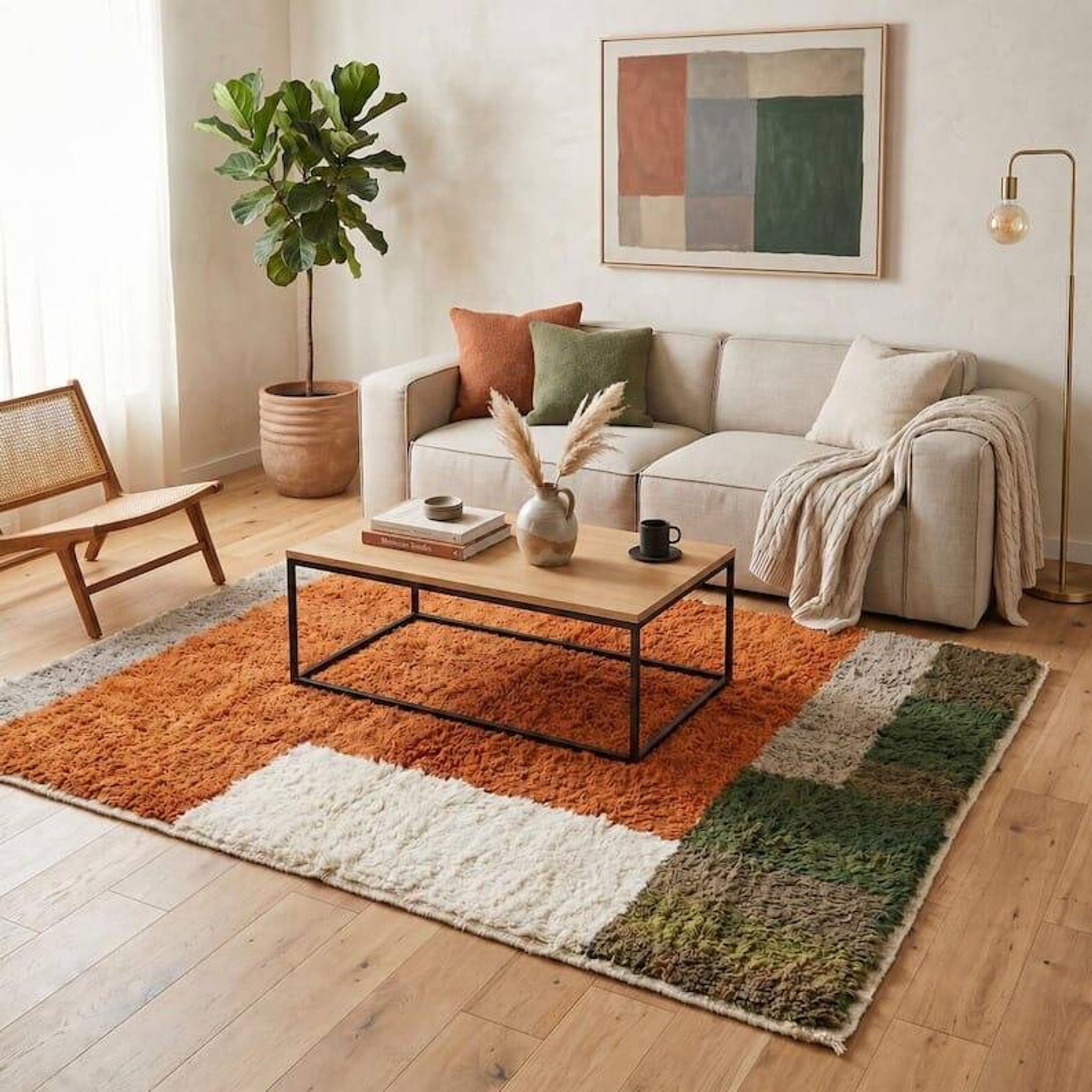 Tapis beni ouraine tissé main artisanale traditionnelle 2/3 m