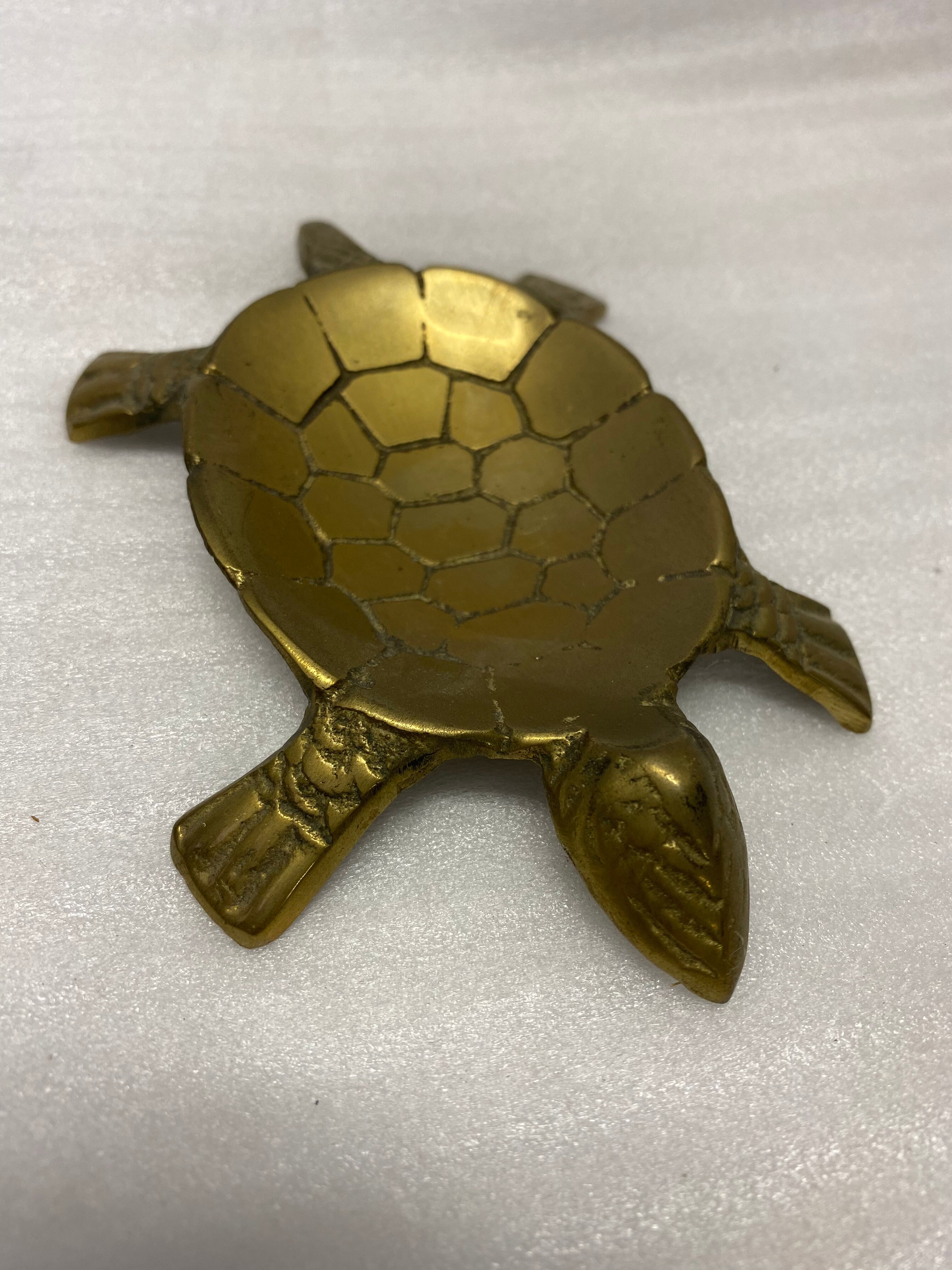 Brass vintage turtle trinket bowl