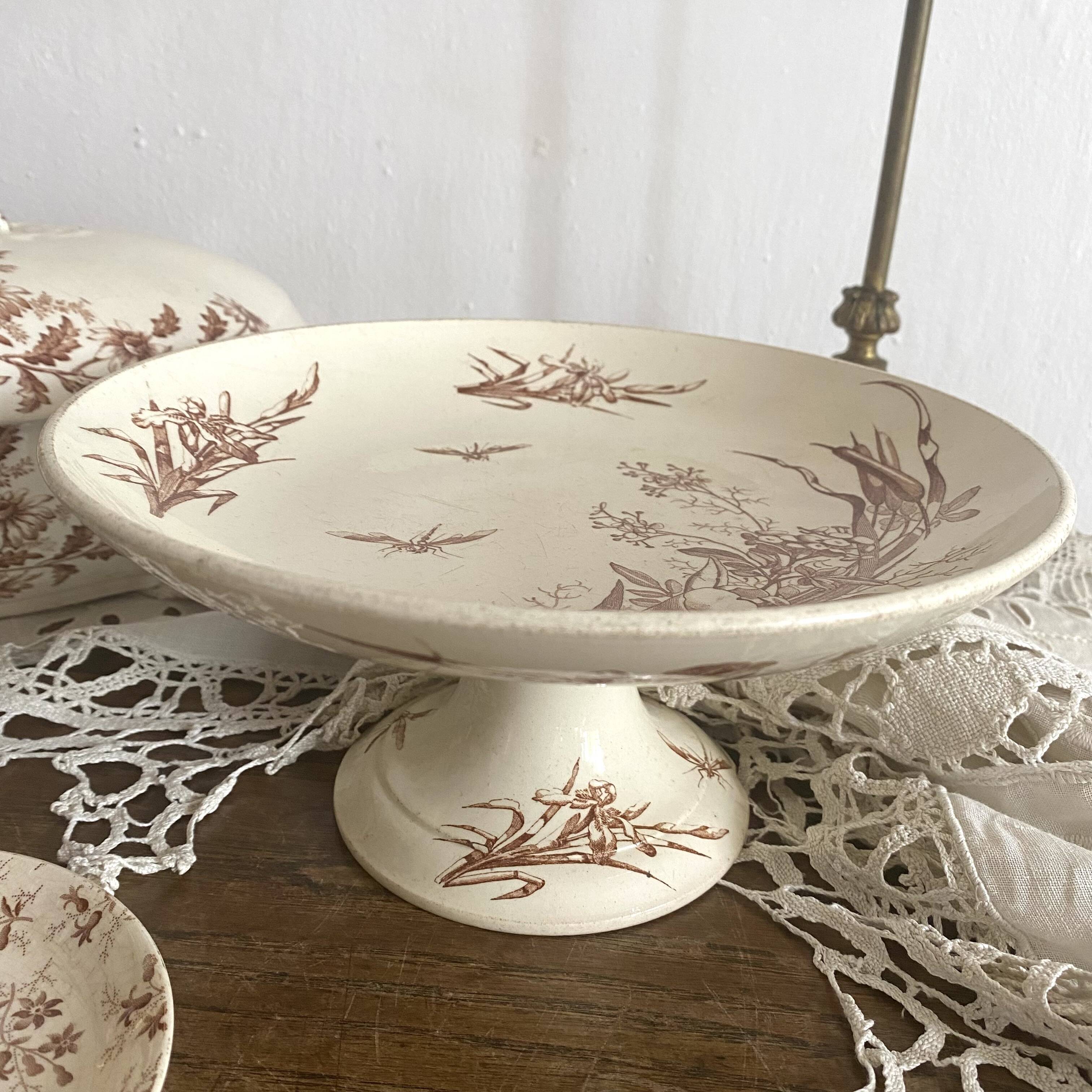 Old Luneville earthenware compote bowl