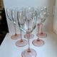Lot de 6 verres à vin à pieds rose années 70