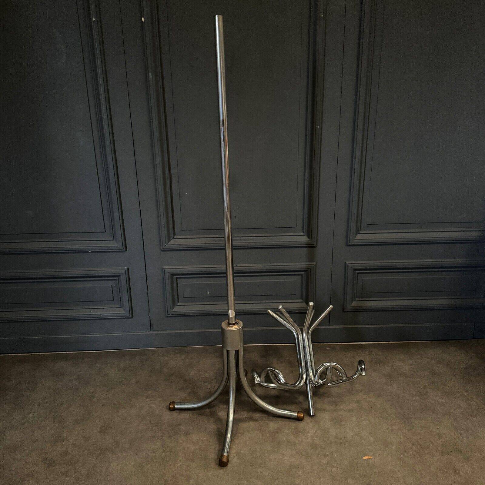 1960s chrome-plated aluminum parrot coat rack with tripod base