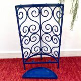 Porte-parapluie en fer forgé bleu des années 70
