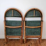 Pair of folding rattan bistro chairs