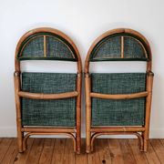 Paire de chaises de bistrot pliantes en rotin