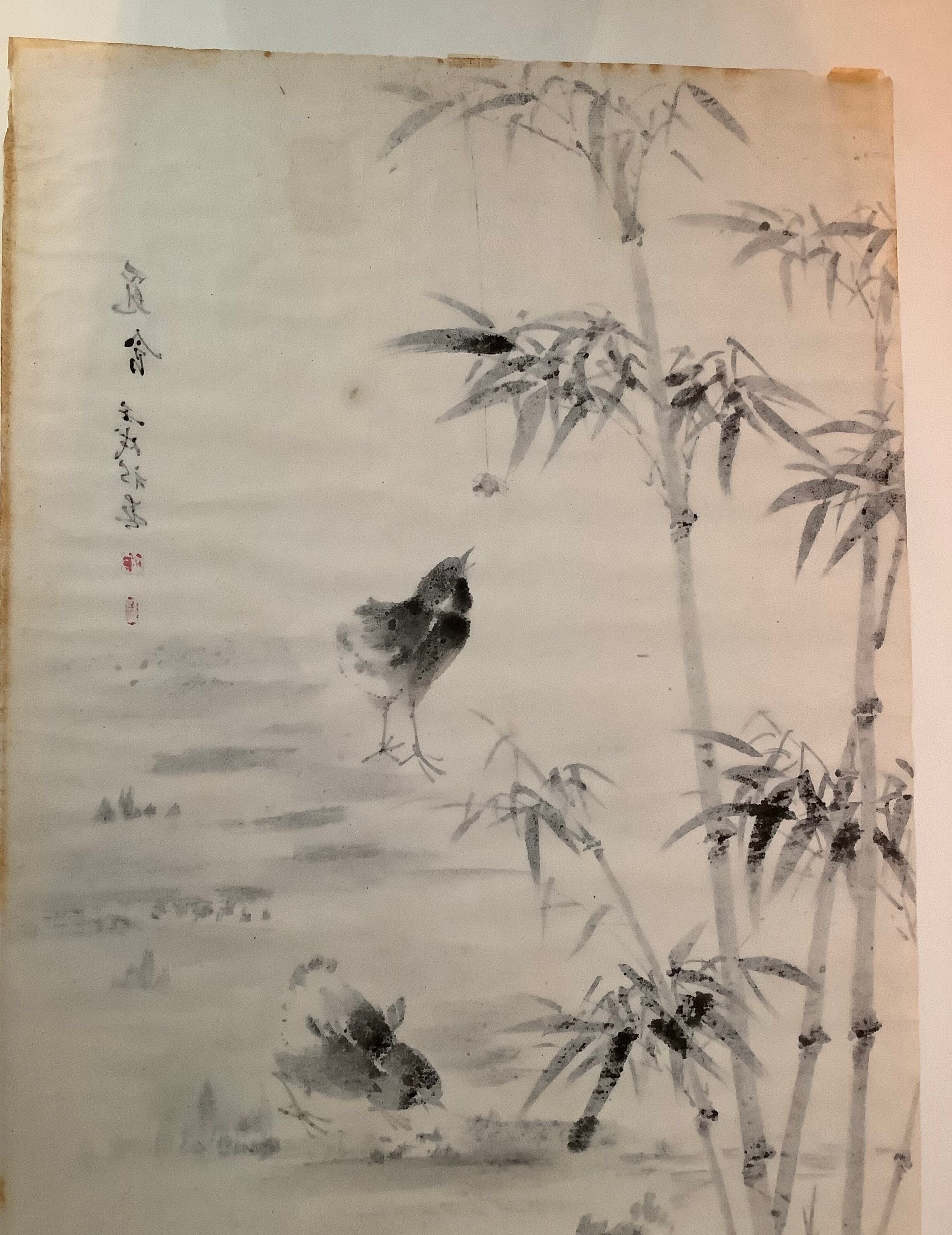 Painting made in Indian ink with a brush / Vintage 1979 brought back from China