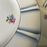 6 vintage octagonal flat plates in floral porcelain, 1960s